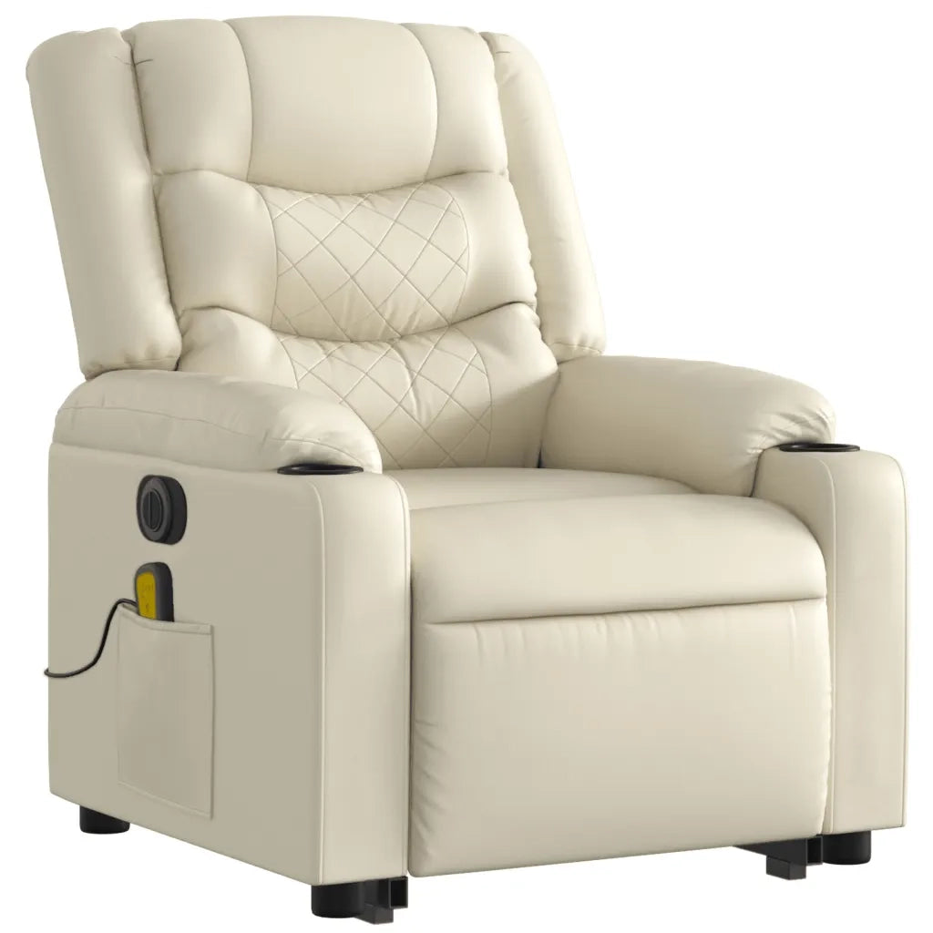 Poltrona Alzapersona Elettrica Reclinabile Crema in Similpelle 3206564
