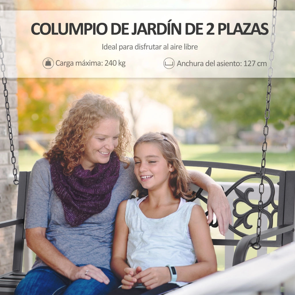 Amaca da giardino per 2 persone con braccioli ¨C zephmum ¨C 127x59,5x52 cm nero