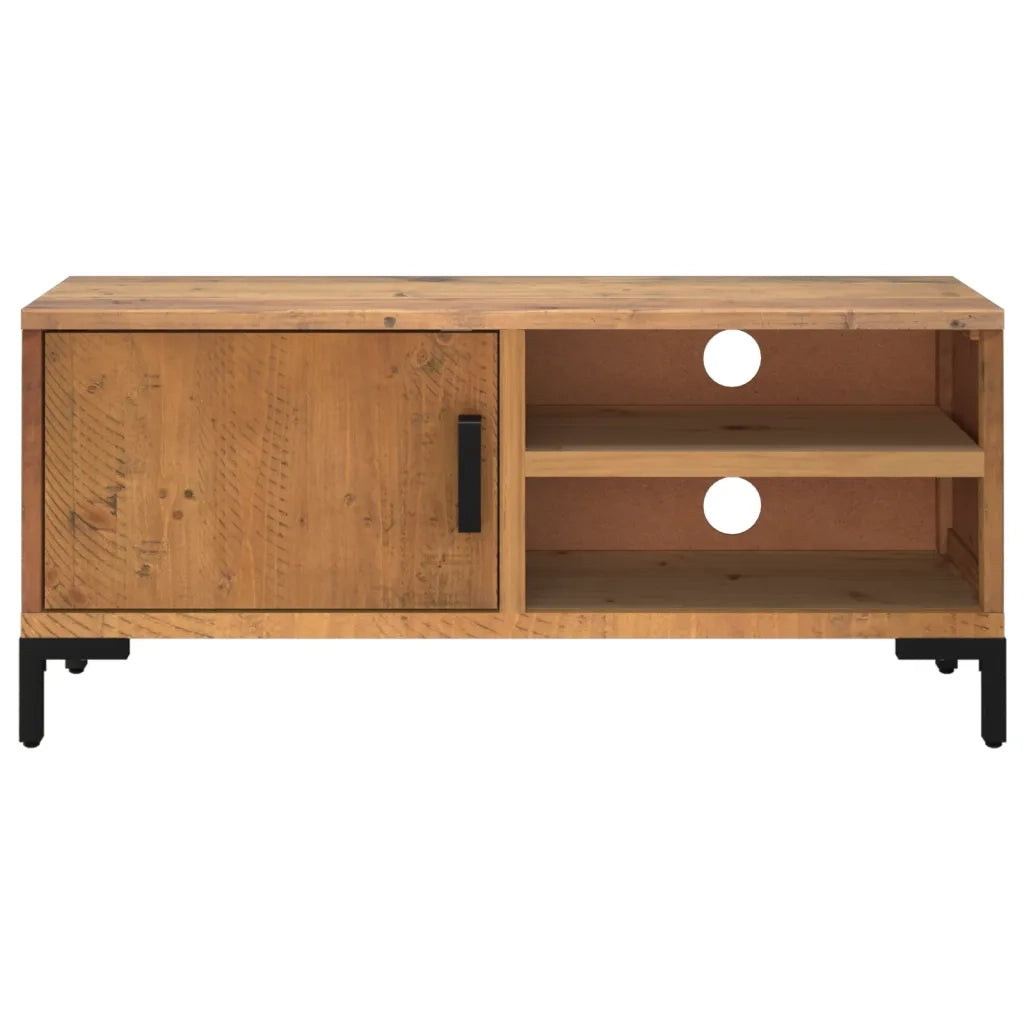 Mobile TV Marrone 90x30x40 cm Legno Massello di Pino Riciclato