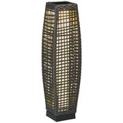 Lampada Solare da Giardino ¨C Zephmum ¨C Acciaio e Rattan, 21x21x78 cm, Nero e Grigio