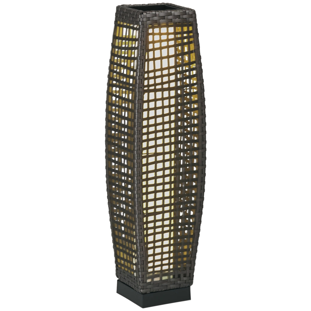 Lampada Solare da Giardino ¨C Zephmum ¨C Acciaio e Rattan, 21x21x78 cm, Nero e Grigio