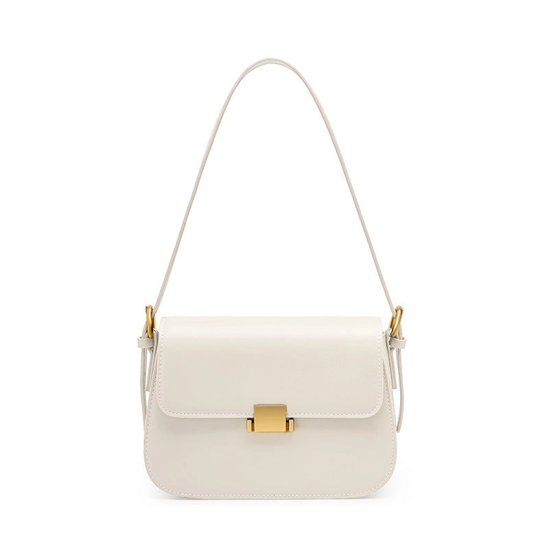Borsa a tracolla da donna in vera pelle, colore bianco.