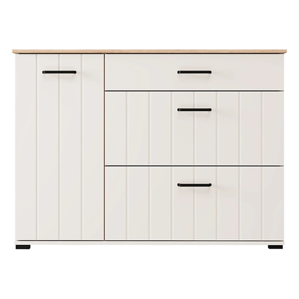 Madia Paro, Credenza 2 Ripiani, 117x40x86h cm Bianco Crema