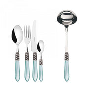 OPTICAL Ghiera Argento Anticato, Posate Set 49 Pz, Scatola Wenge,