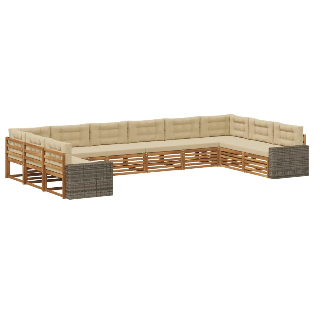 Set divani con cuscino 10 pcs Legno di Acacia Massello