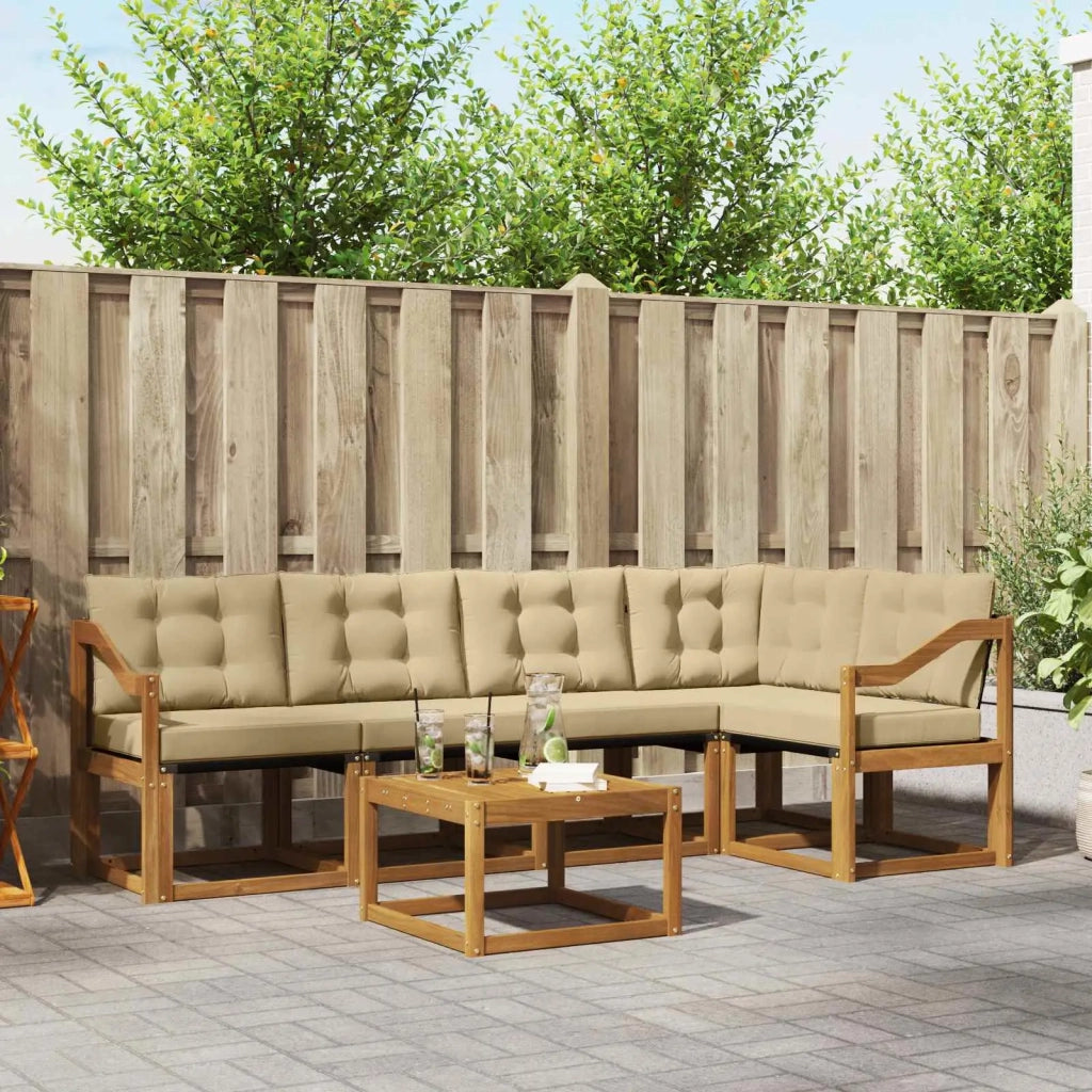 Set di divani da esterno con cuscino 6 pcs Naturale e Beige 3368700