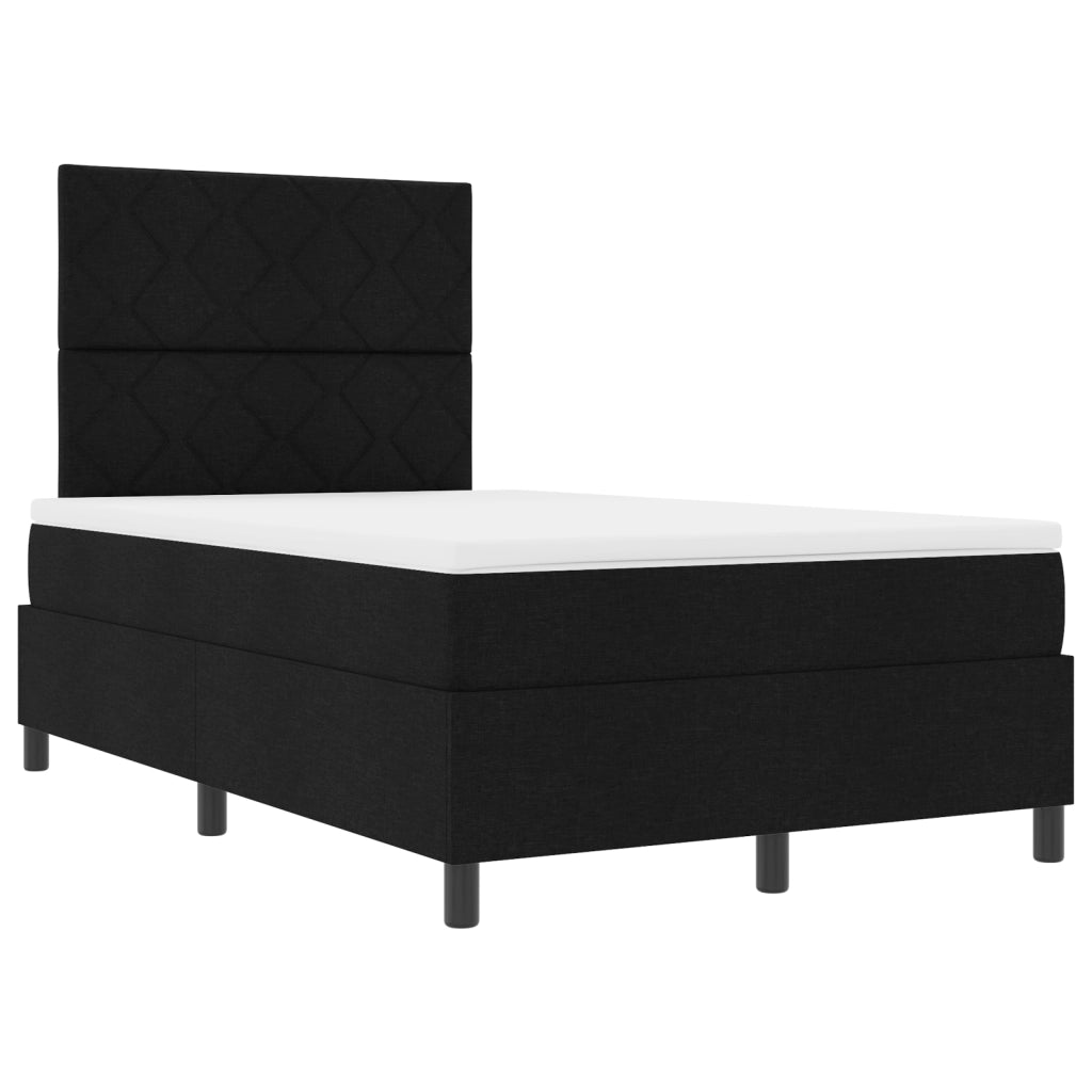 Letto Box Spring con Materasso e Luce LED Nero 120x190 cm Tessuto