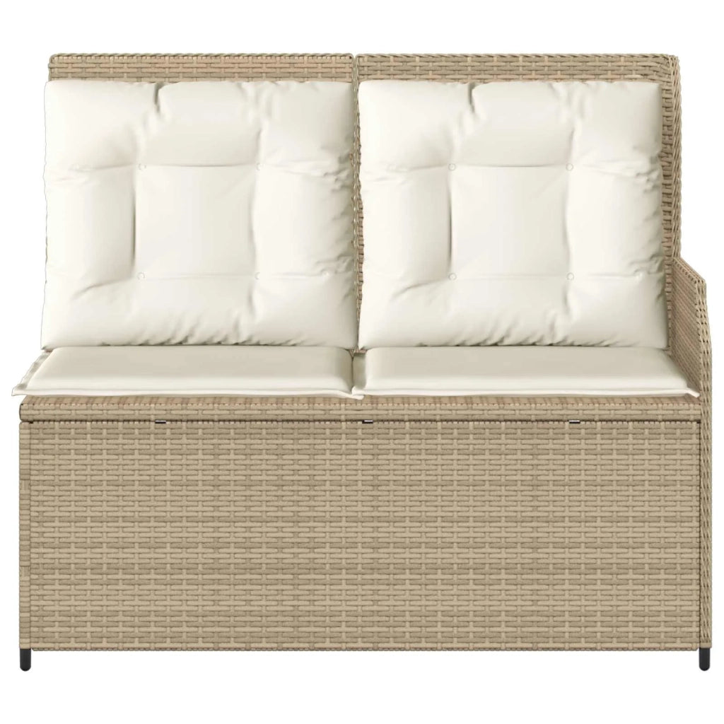 Panchina da Giardino | Panca da Giardino con cuscino Nero e Bianco Crema polyrattan