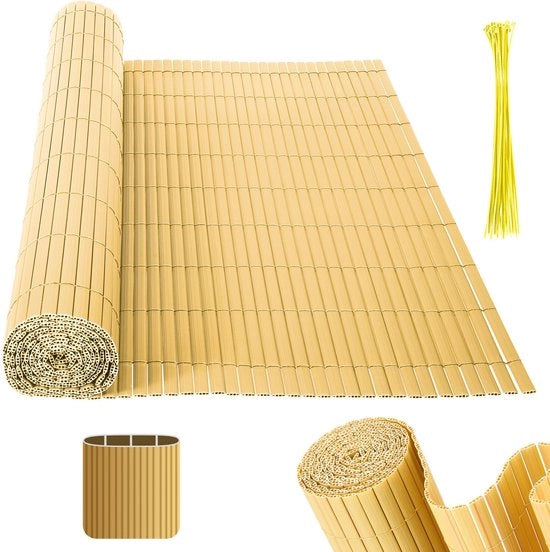 Schermo per giardino in PVC da 1,8x4m per la privacy – separazione per giardino e schermo per balcone da 1,8x4m in colore bambù