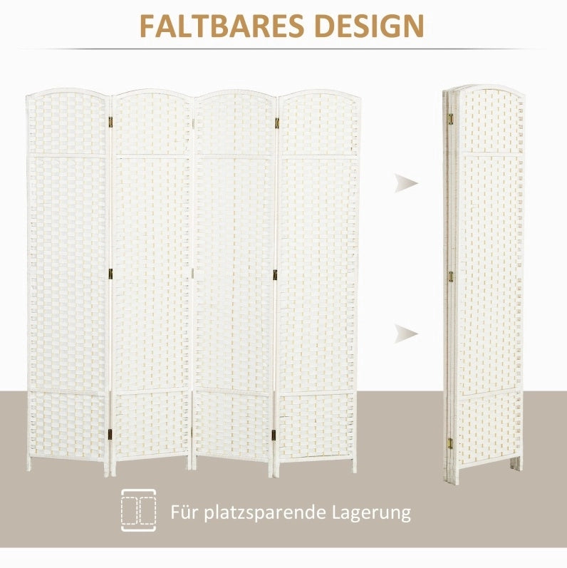 Paravento pieghevole bianco in legno e polipropilene 160x170 cm