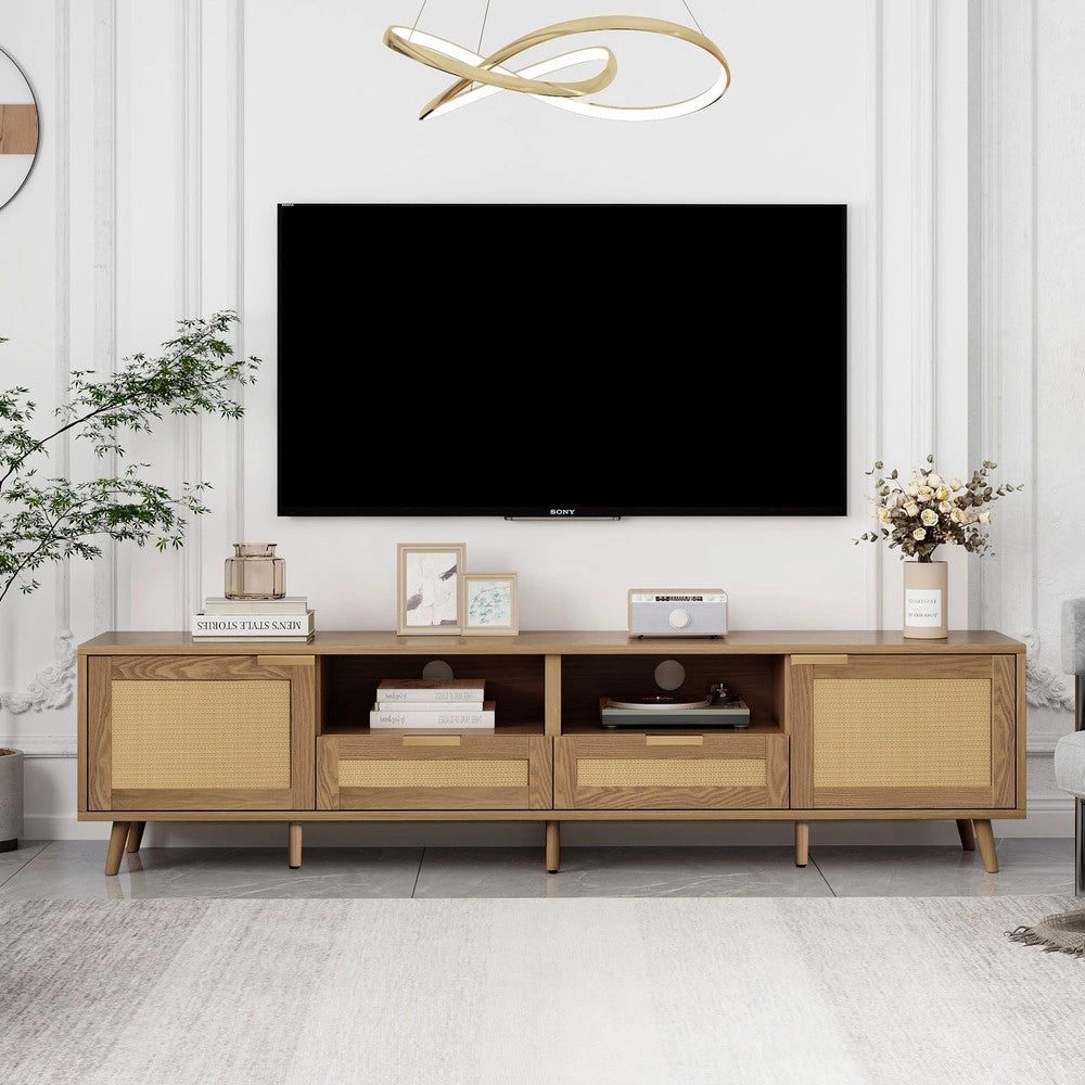 Mobile TV in Legno Massello e Rattan ¨C Xylo ¨C 200x37x49 cm
