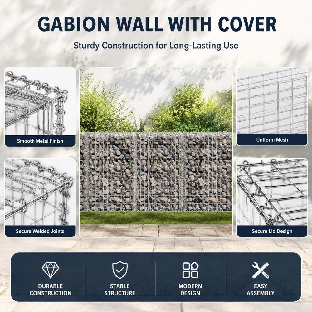 Gabion Wall With Cover, Galvanized Steel, 300x50x100 Cm