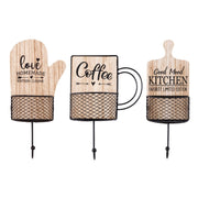 Set di 6 Appendini 1 Gancio Home Kitchen Mdf/metallo Assortiti