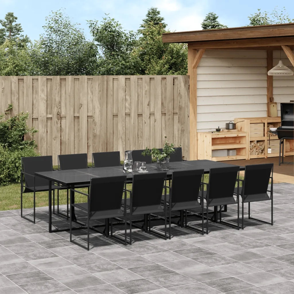 vidaXL Set da Pranzo da Giardino 11 pz Nero in Textilene
