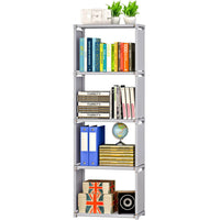 Libreria 5 Ripiani 52x31x144 cm in Metallo e Tessuto TNT Joy Silver/Grigio