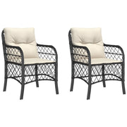 Sedie da Giardino con Cuscini 2 pz | Sedie da Esterno Nere in Polyrattan