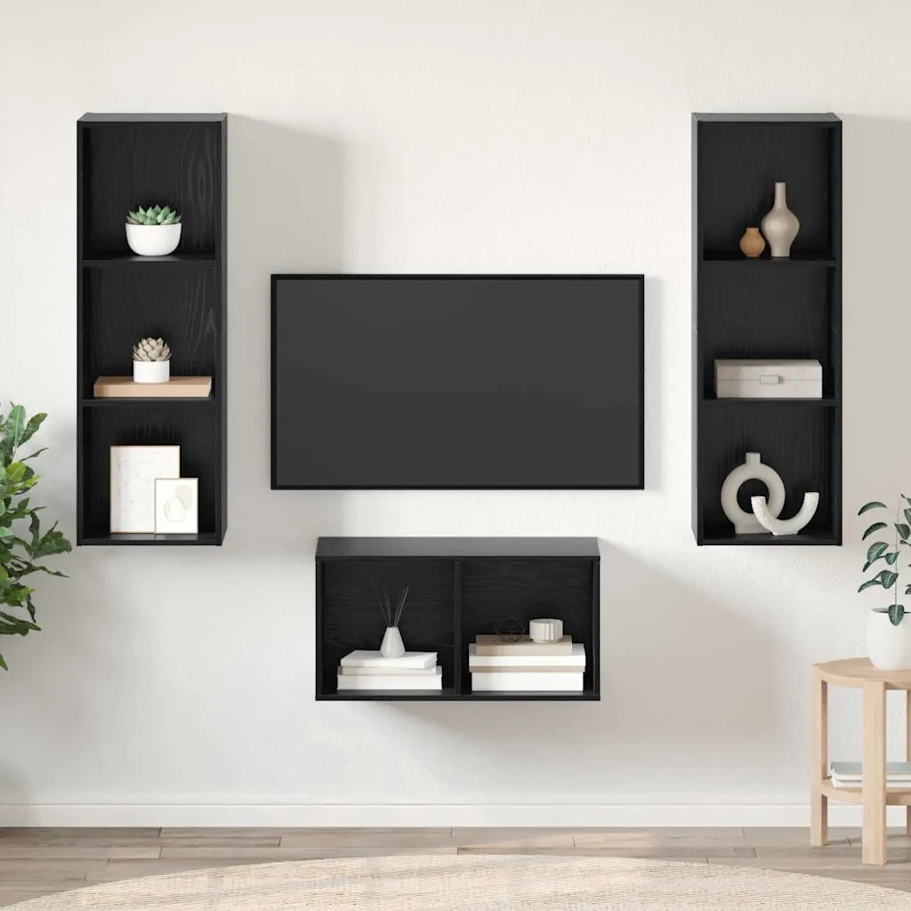Set mobile TV Rovere Nero 37 x 37 x 107 cm Legno multistrato 3393364