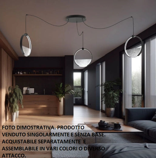 TOY-CO C Sospensione senza base in metallo nero e diffusore cristallo led 30W dimmerabile SDD 2800 - 5000k
