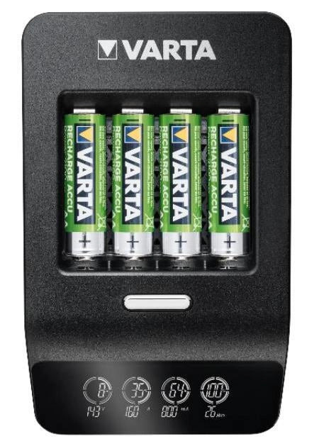Varta 57685 101 441 Caricabatterie AC con Display LCD Batterie Stilo AA e Mini Stilo AAA Incluse colore Nero