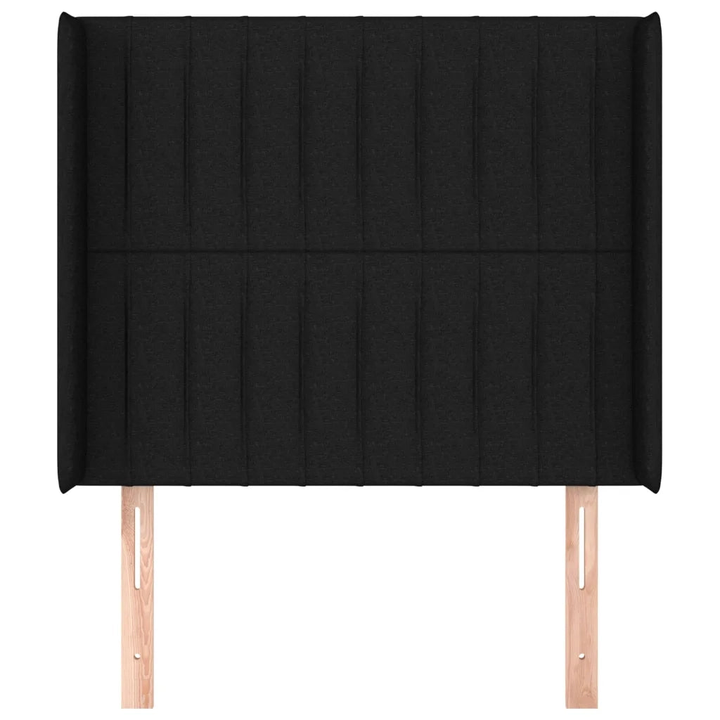 Testiera | Testata ad Orecchio Nera 93x16x118/128 cm in Tessuto