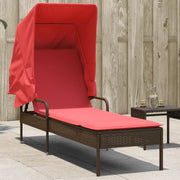 Lettino prendisole con baldacchino in Polyrattan Marrone 368194