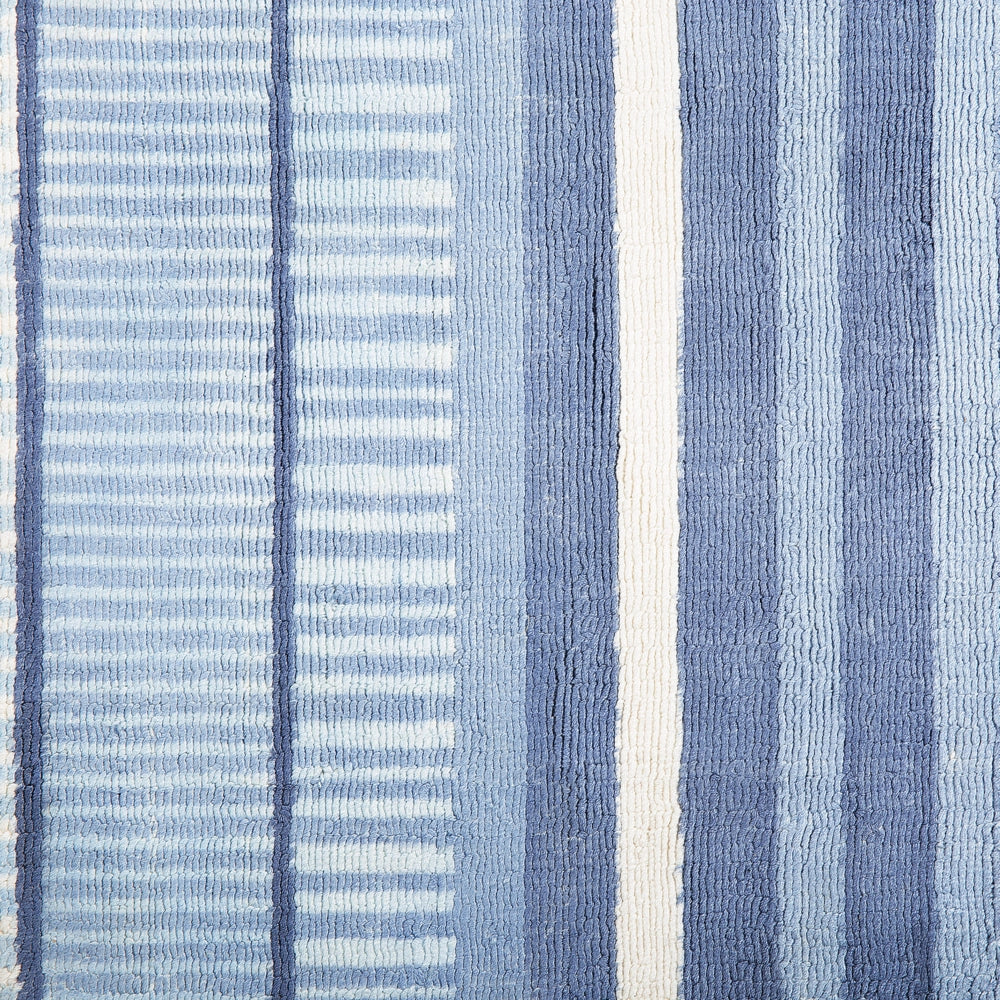 Tappeto Blu Viscosa 160 x 230 cm Motivo Geometrico Rigato Intrecciato a Mano