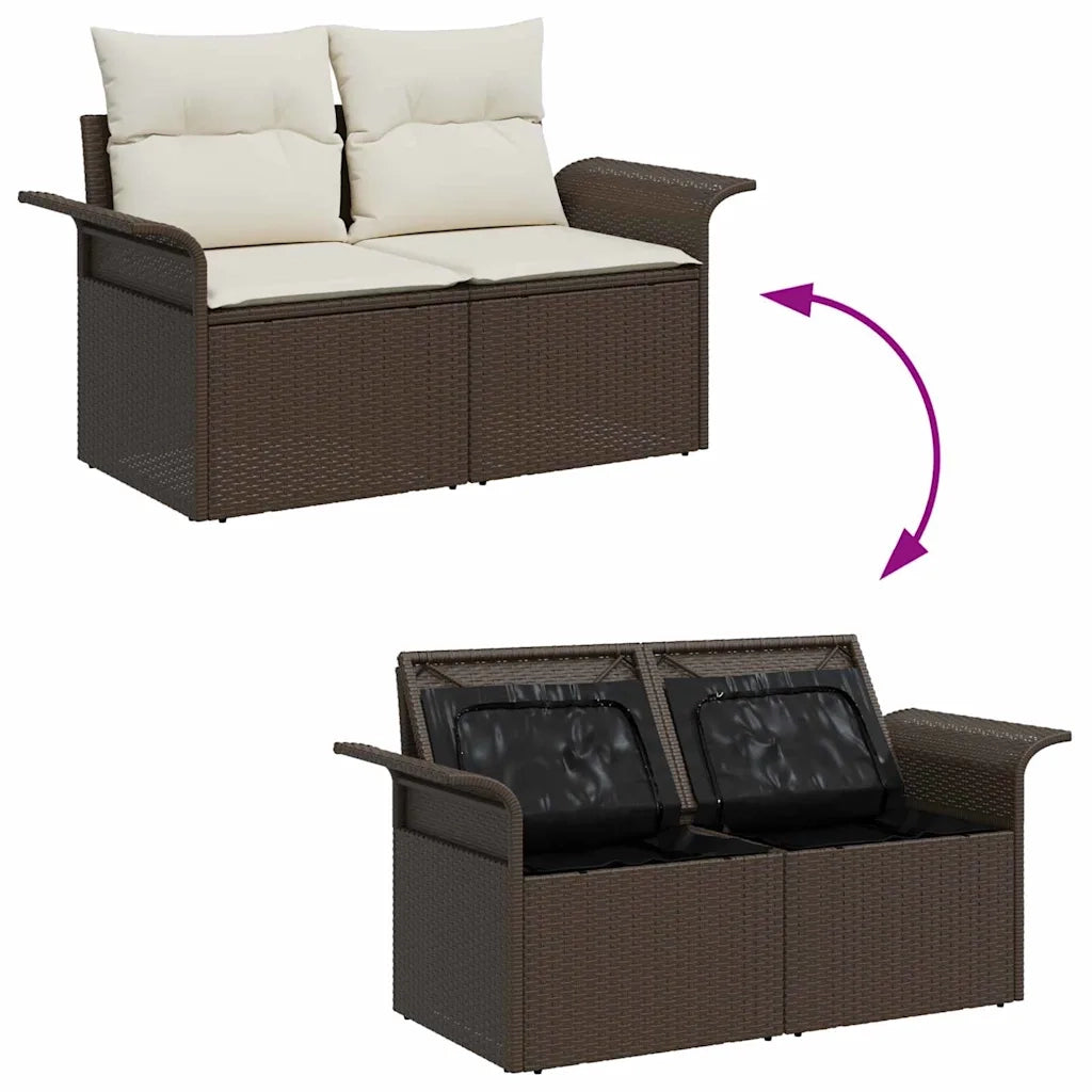 Set Divano da Giardino con cuscino 4 pcs Marrone Poly Rattan 3353977