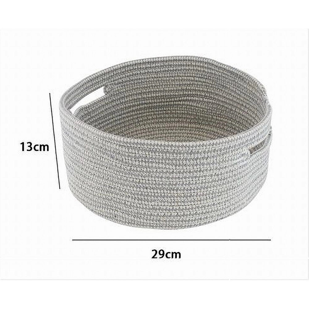 Trade Shop - Cestino Portaoggetti Cesto Con Manici In Tessuto Intrecciato Tondo 29x13cm 10639 -