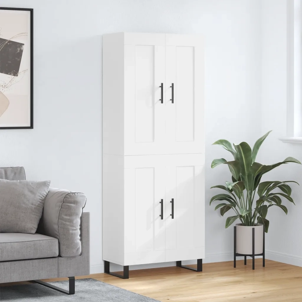 Credenza | Madia | Buffet da pranzo | Armadio da pranzo Bianca 69,5x34x180 cm in Legno Multistrato