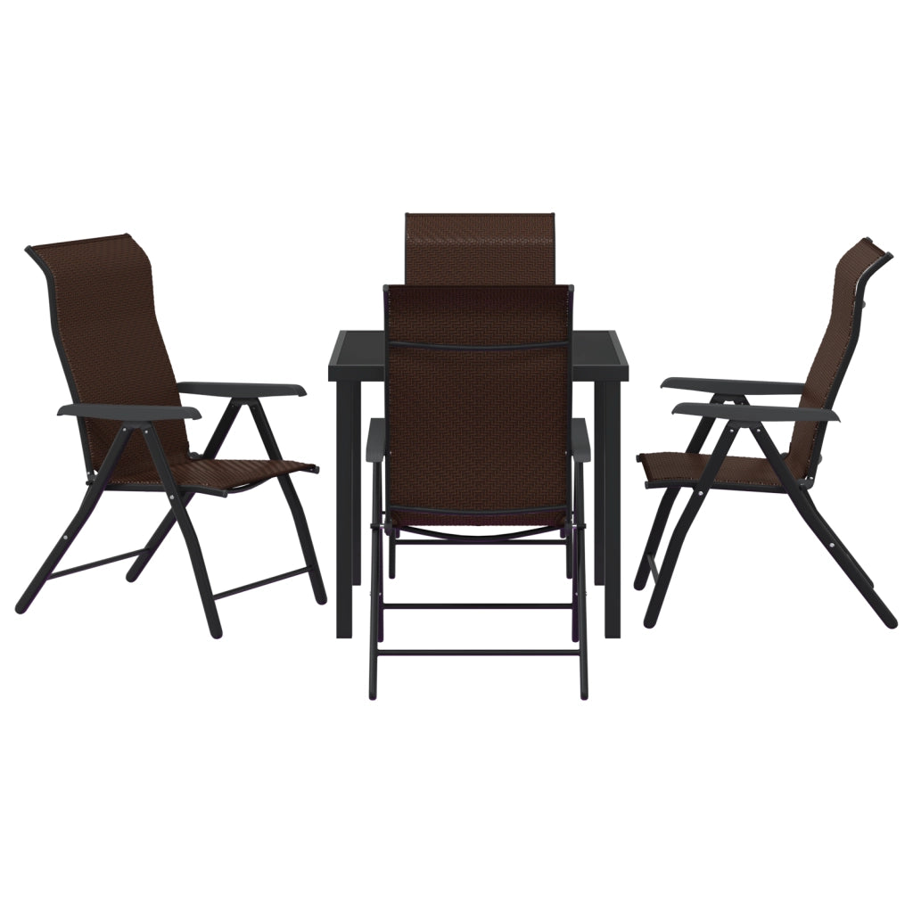 Set da Pranzo da Giardino da 5 Pezzi Marrone Polyrattan