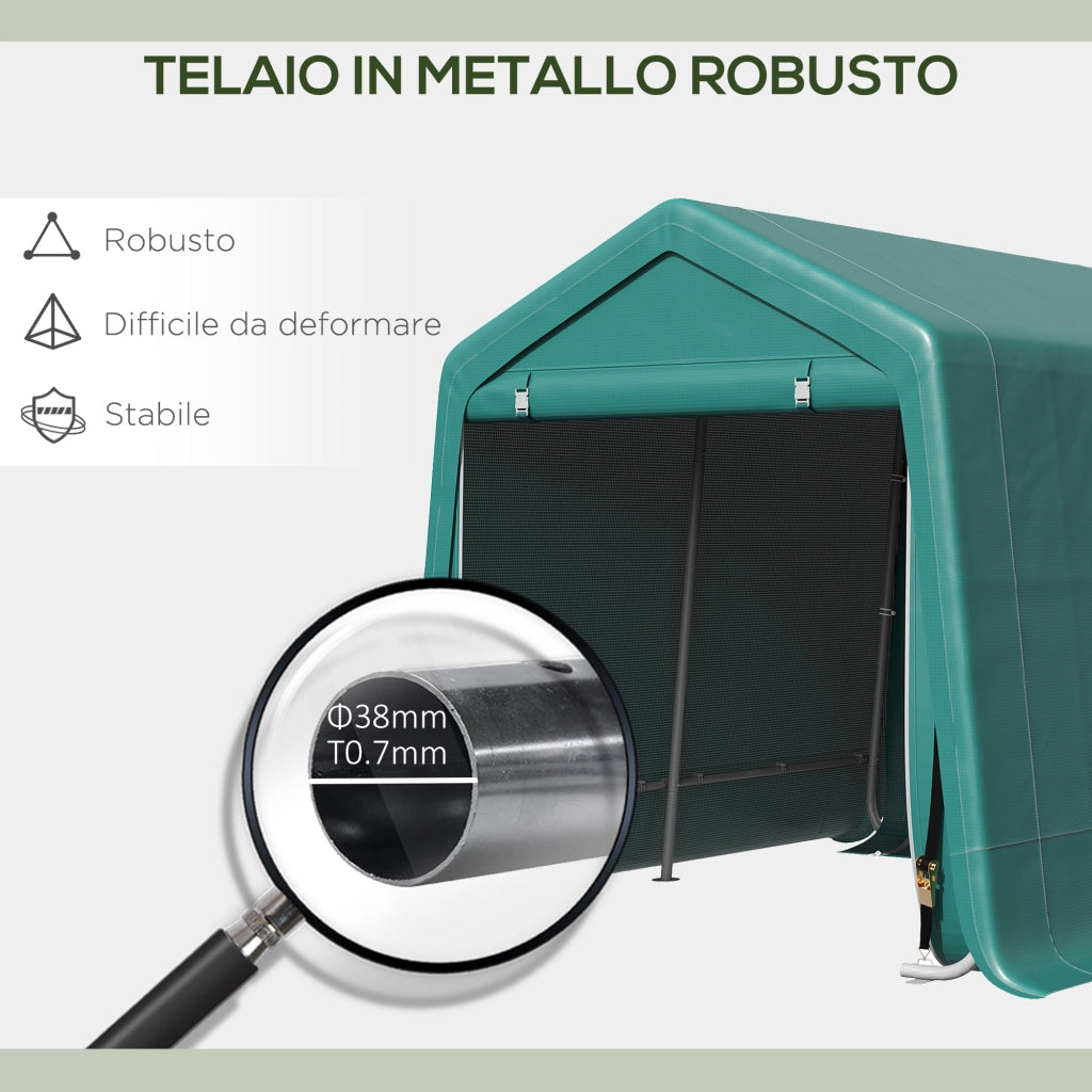 EasyComfort Garage Moto per Esterno 2.4x2 m, Tenda Garage per Attrezzi in Metallo e Tessuto PE, per Moto e Biciclette, Verde