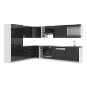Vicco Cucina angolare completa Antracite lucido/bianco 347 x 257 cm senza piano di lavoro