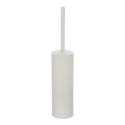 Portascopino bianco opaco con setole nere in silicone e secchio interno