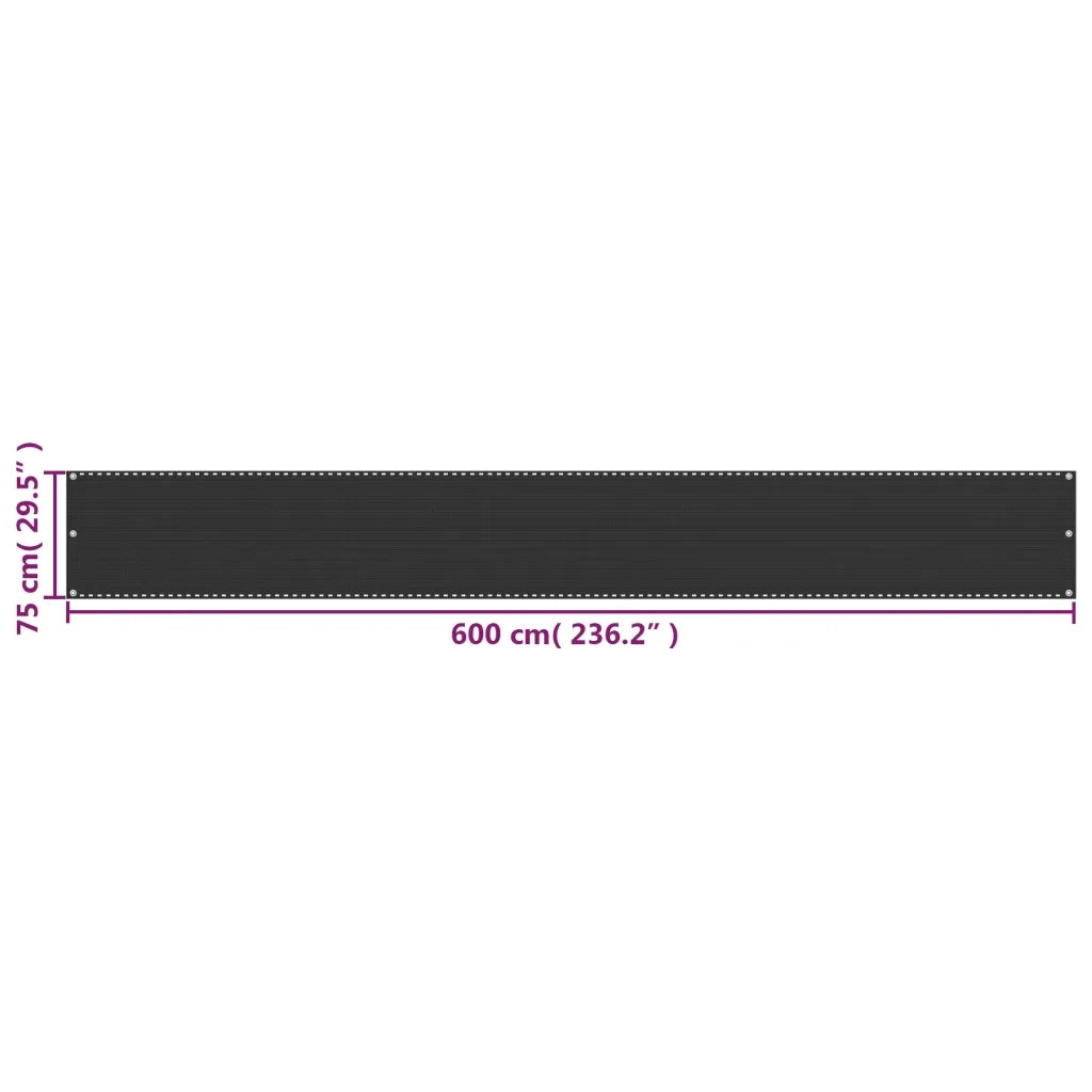 Schermo da balcone | Paravento da Balcone HDPE 75x600 cm Antracite