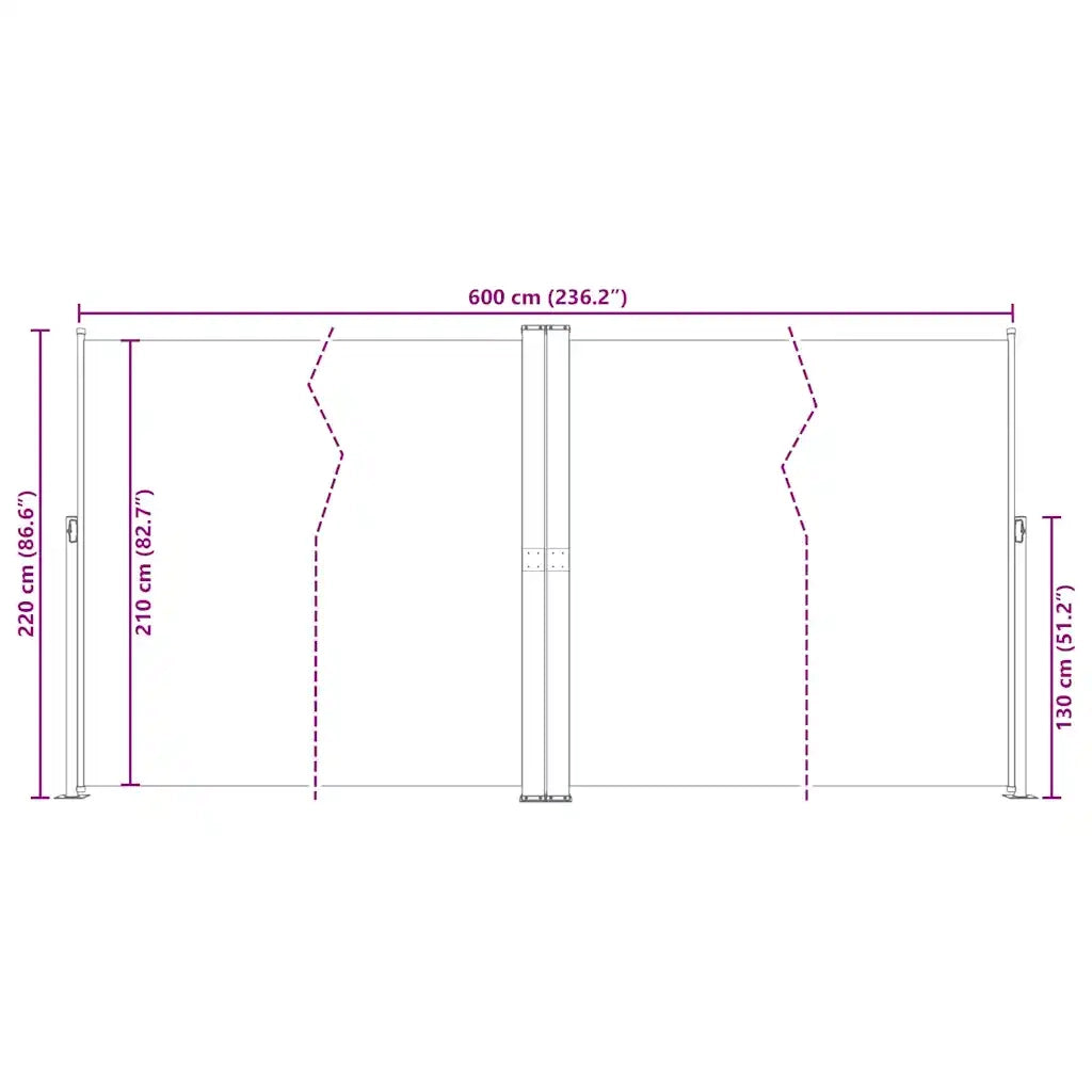 Tenda da Sole Laterale Retrattile Blu 220x600 cm 318016