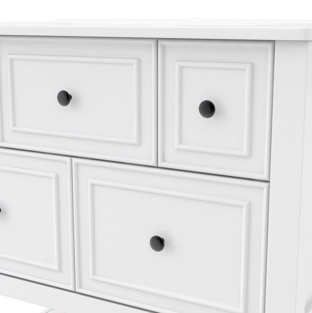 Mobile lavabo freestanding bianco con lavabo in ceramica e 5 cassetti