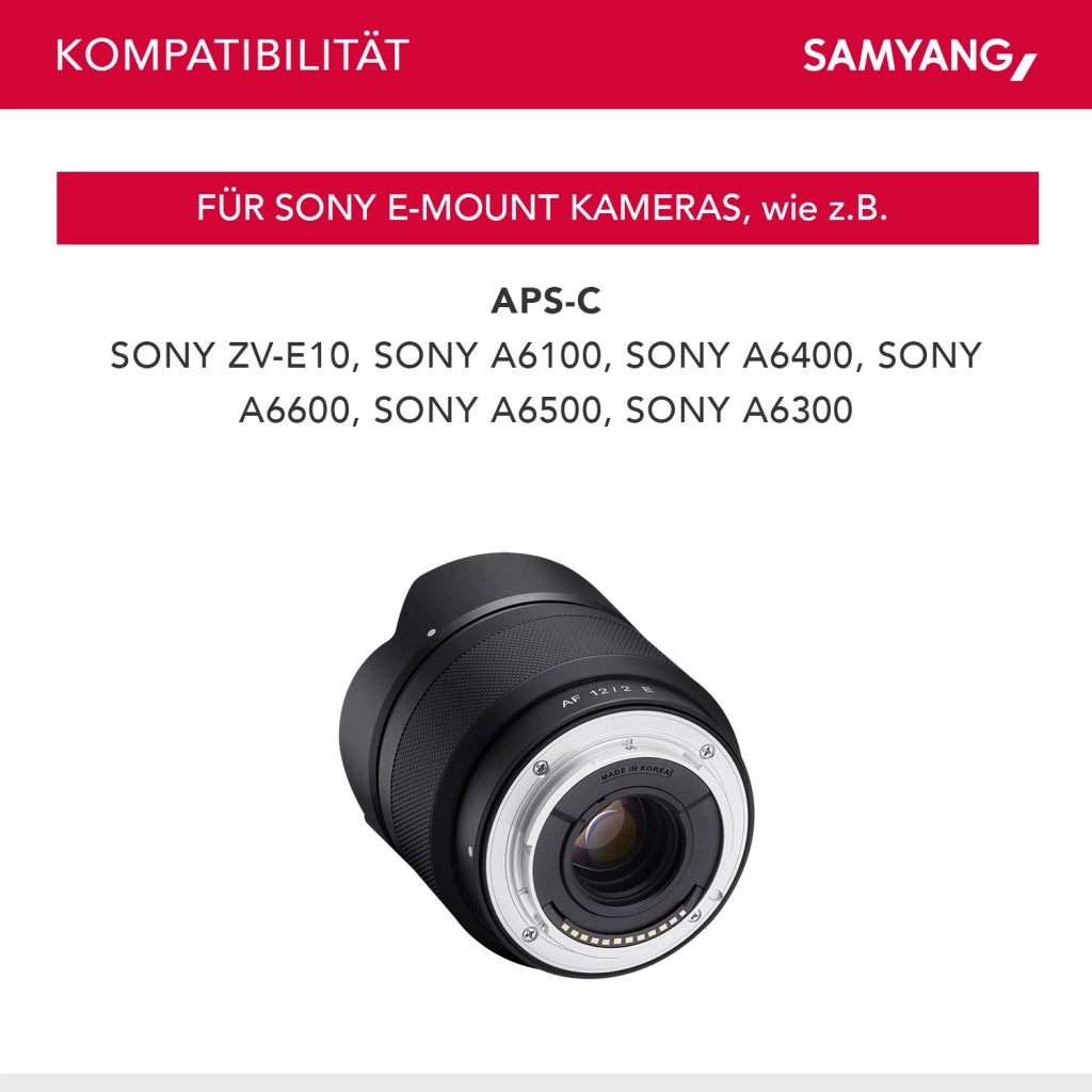 AF 12mm Obiettivo fotografico grandangolare con Lens-Station per Sony E - apertura F2.0, autofocus APS-C a focale fissa per fotocamere