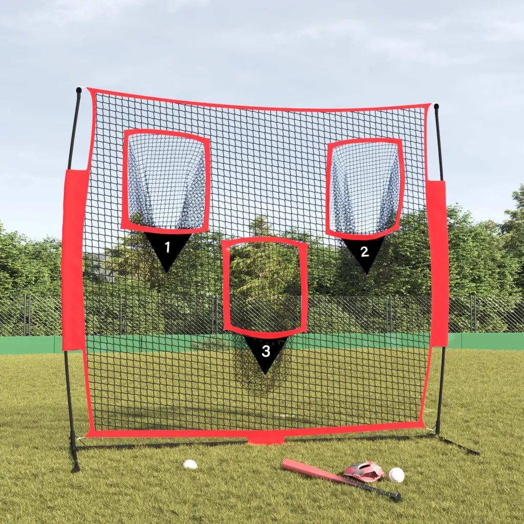 Rete Baseball Portatile Nera e Rossa 183x105x183 cm Poliestere CFW3563826