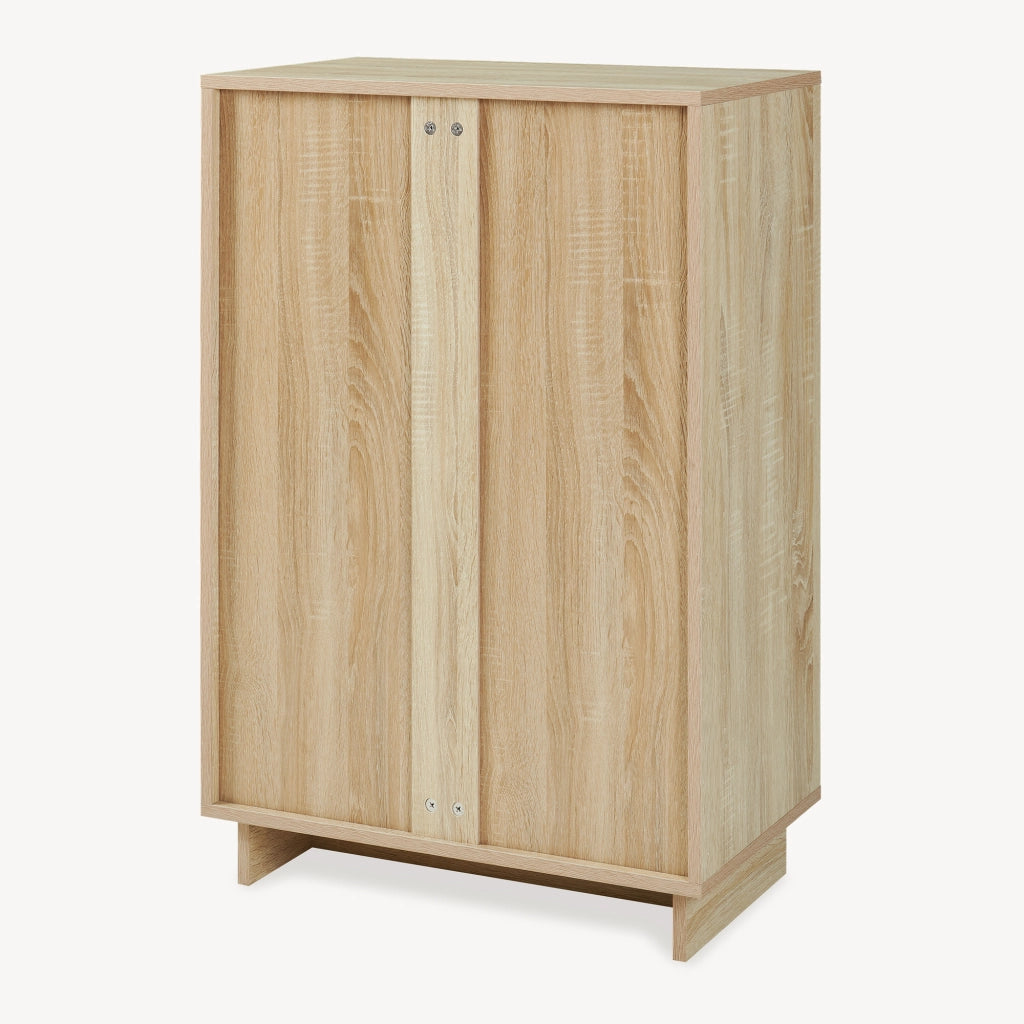 Armadietto Kenta Credenza Stretta Salvaspazio con 2 Ante 90x60x35 cm Effetto Rovere Sonoma / Bianco [en.casa]