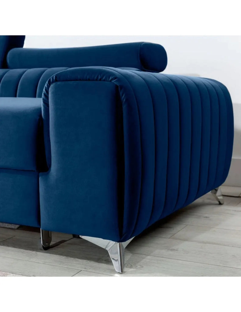 Divano ad angolo sinistro Blu scuro convertibile 3 posti JAYSON letto aggiuntivo