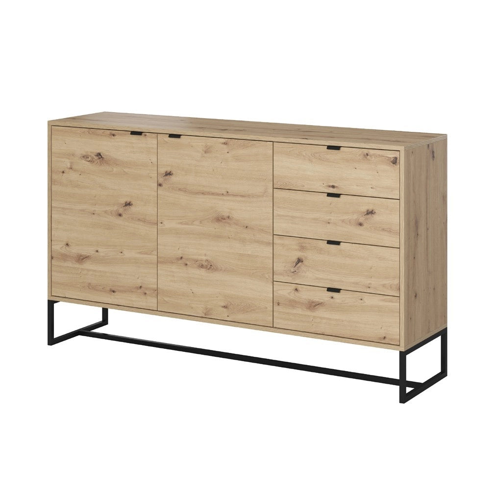 MOBILE CASSETTIERA COMO' LETTO SOGGIORNO QUERCIA NERO 153x89x39cm AMBER