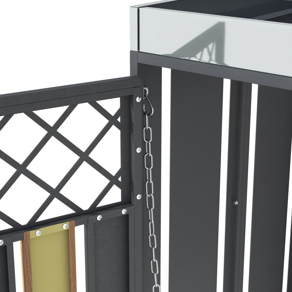 Mülltonnenbox mit rautenförmigen Belüftungslöchern, trash storage compartments, Abschließbar, vier Türen, Pflanzfläche