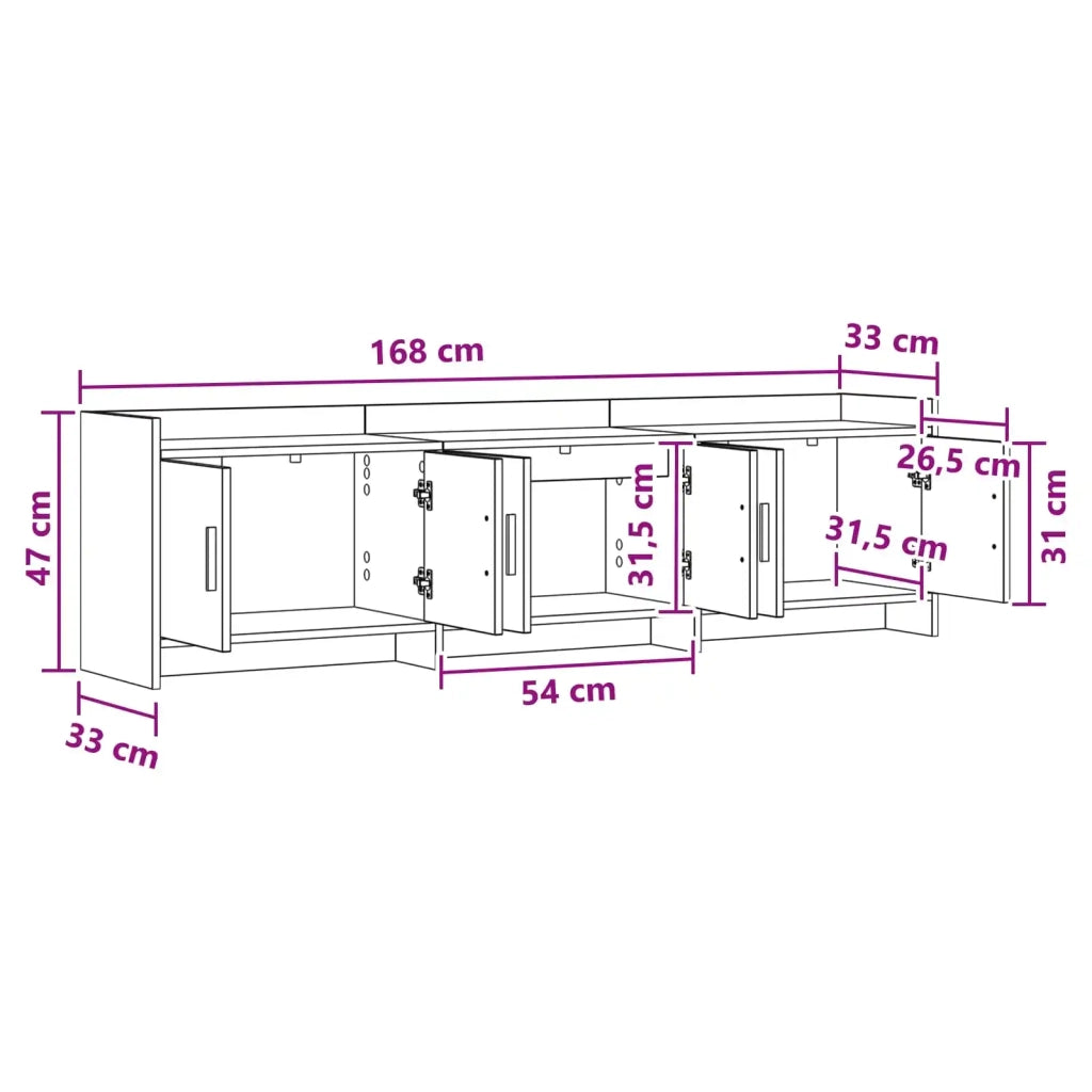 Mobile TV 168 x 33 x 47 cm Rovere Nero Legno ingegnerizzato 8011204