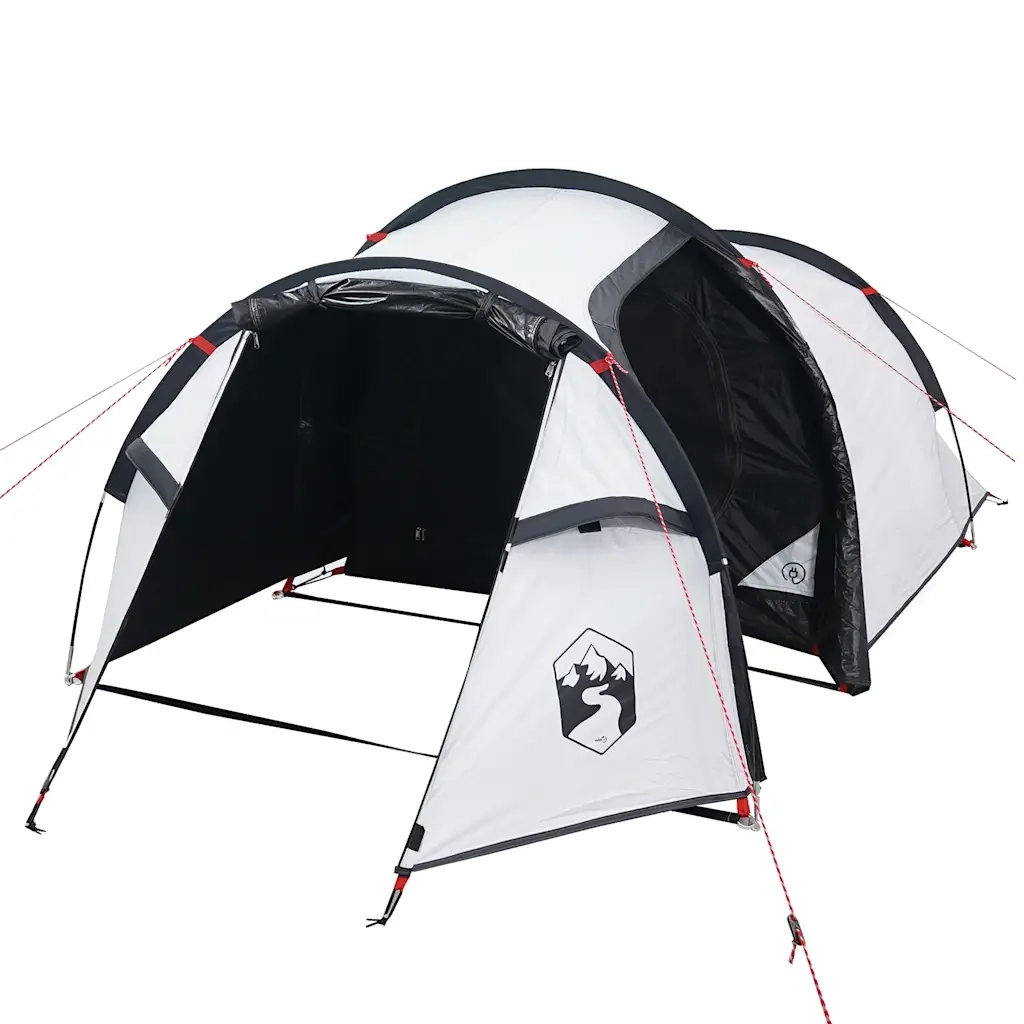 Tenda Campeggio a Tunnel 2 Persone Bianca Tessuto Impermeabile 94389