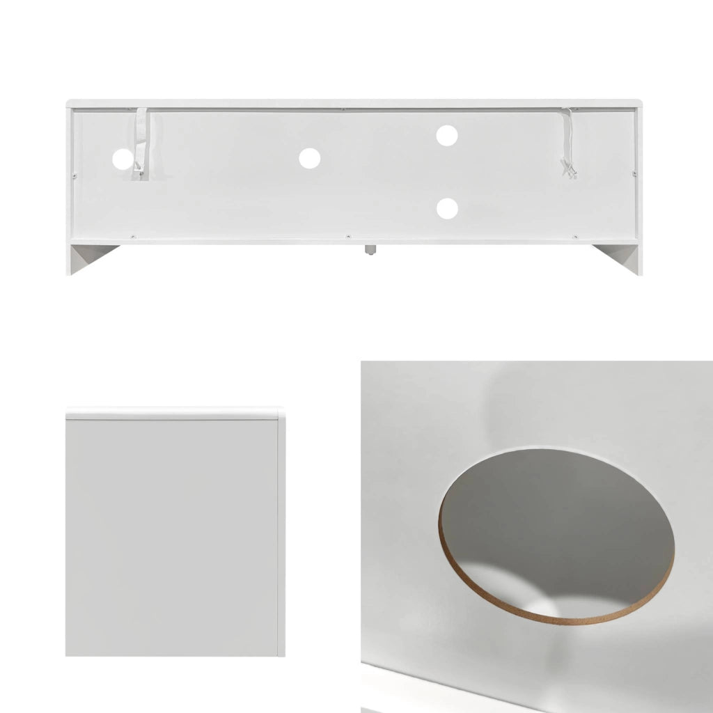 Mobilie tv organico effetto legno bianco, 160cm, bianco