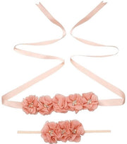 Set di cinture floreali - Cintura da sposa con perle/strass - Filo di seta - Cintura da vita 180 cm - Cintura per capelli elastica 28-60 cm - Rosa chiaro/rosa scuro/blu marino/rosa vino - Gioielli da sposa