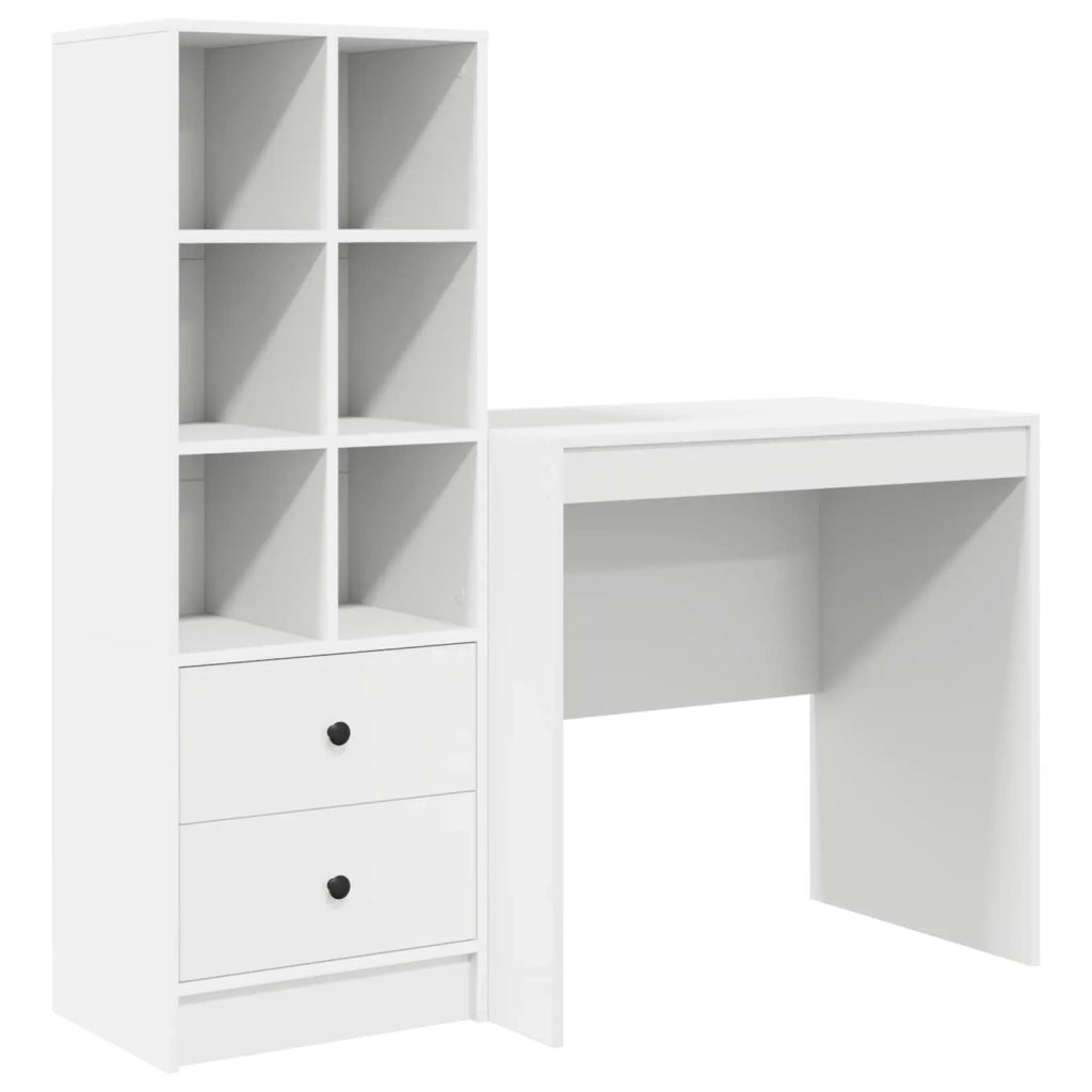 Scrivania con cassetto con lo scaffale 2 pcs Bianco 3337353