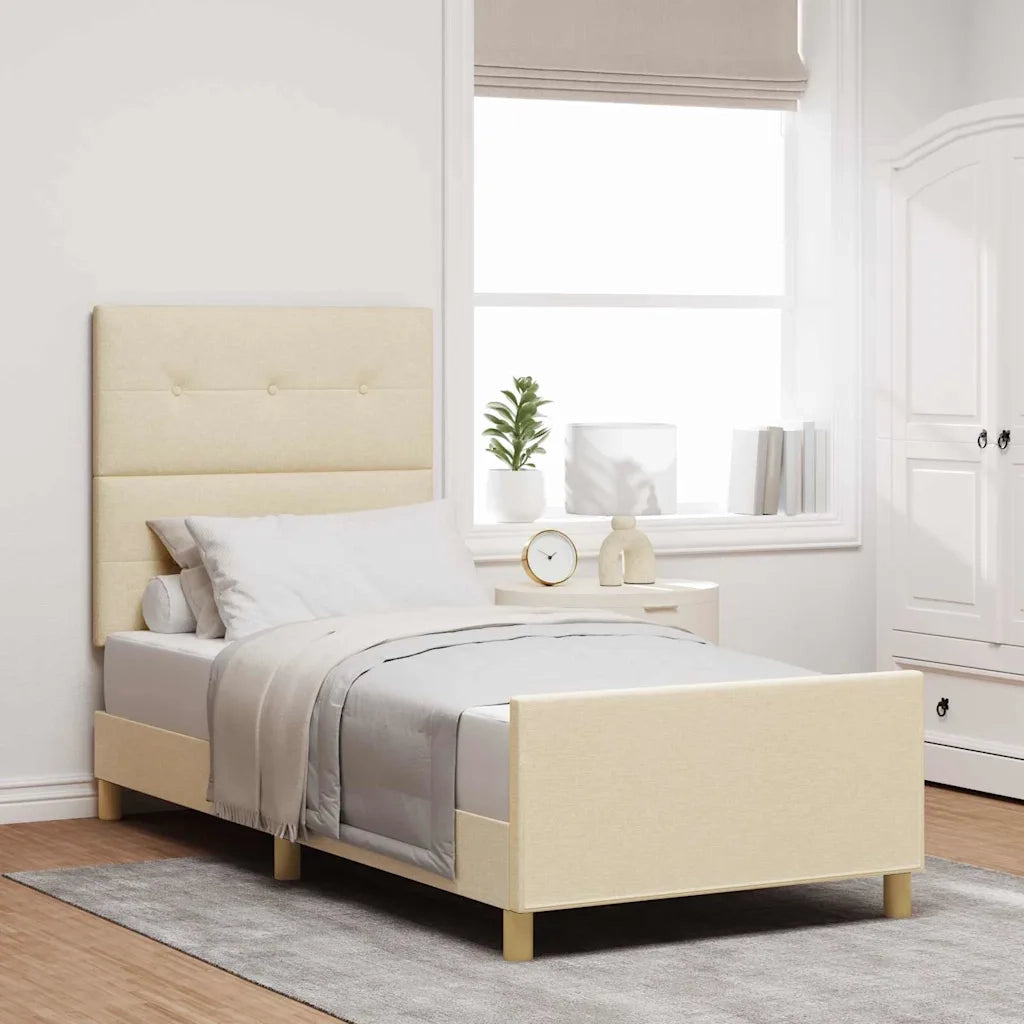 Struttura del letto con testiera Crema 90 x 200 cm Tessuto 3344702