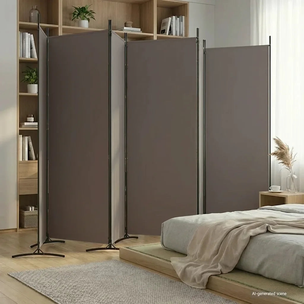 Divisorio Ambienti | Divider per stanze | Paravento a 6 Pannelli Antracite 520x180 cm Tessuto