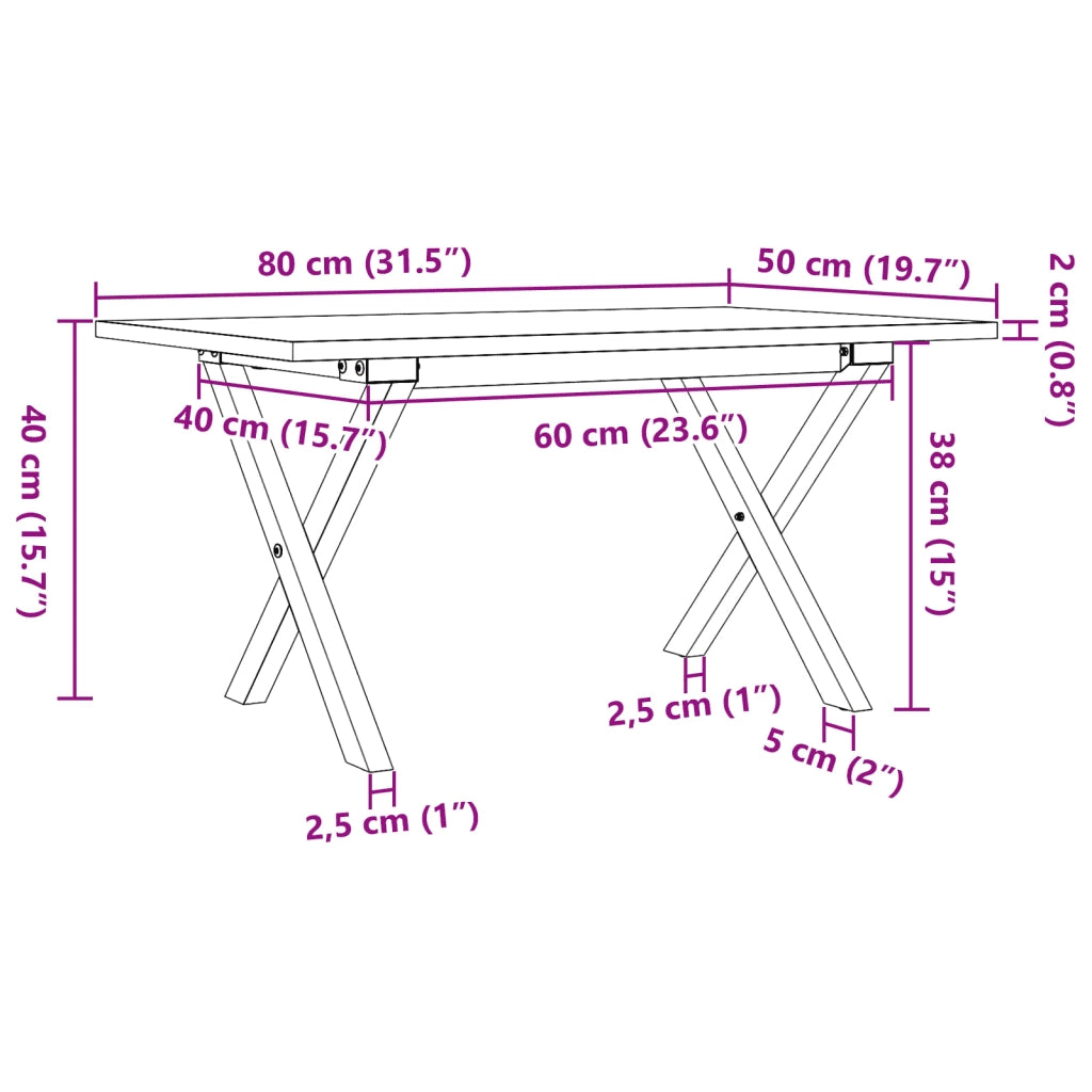 Tavolino da salotto | Tavolino da caff¨¨ | Tavolino da Soggiorno Telaio a X 80x50x40 cm Legno Pino e Acciaio
